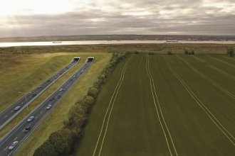 Computer generated image of the tunnel portal (Highways England)