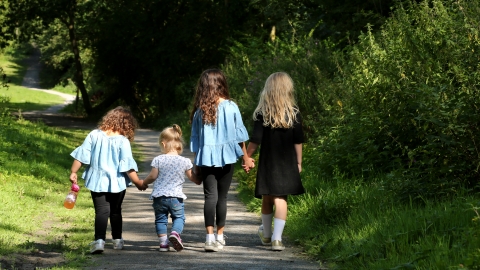 Langdon children walking